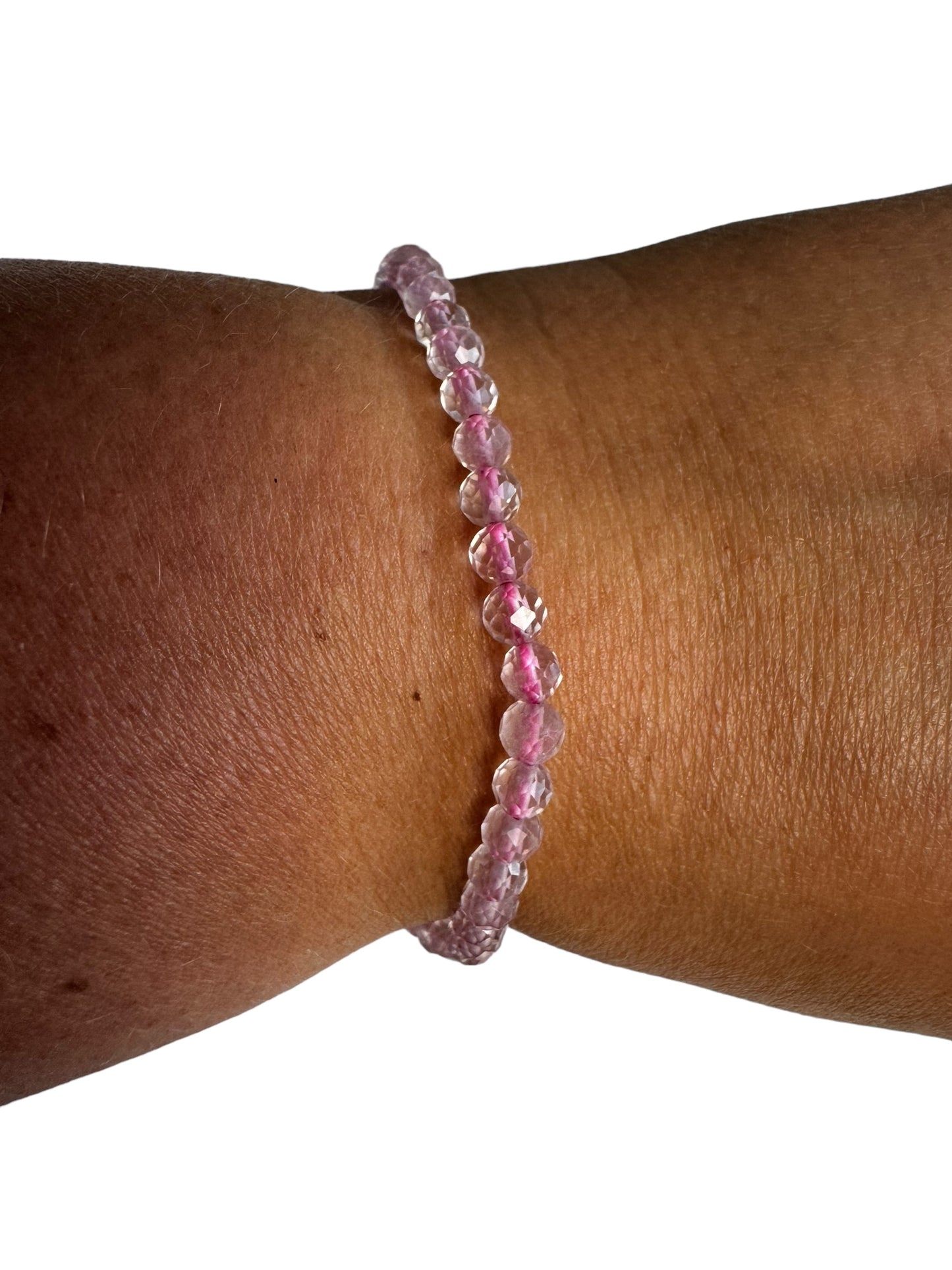 4mm facettiertes klares Rosenquarz Armband