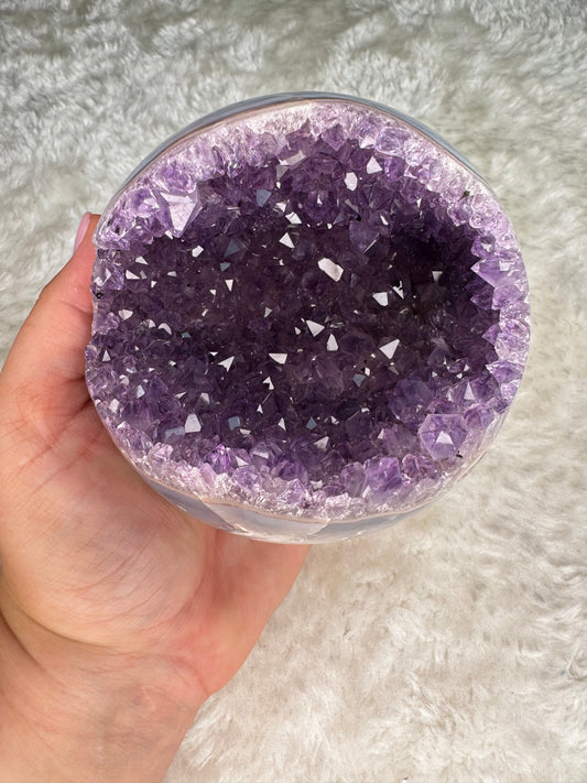 Amethyst x Achat Geoden Kugel A221