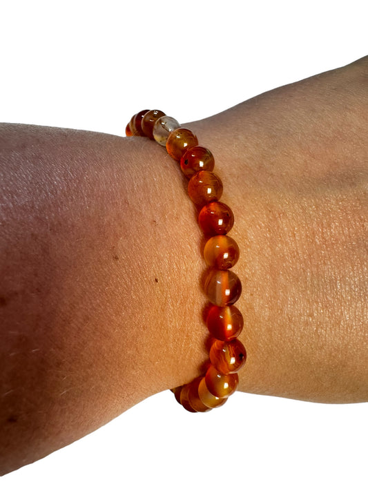 6mm orangenes Achat Armband