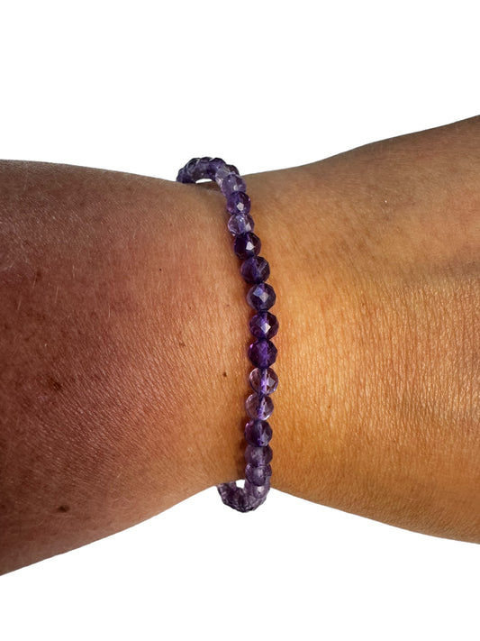 4mm facettiertes Amethyst Armband