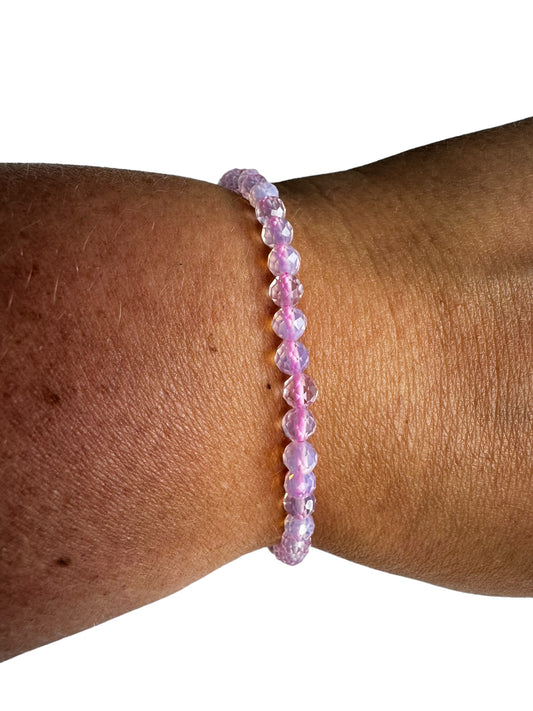 4mm facettiertes pinkes Opalit Armband