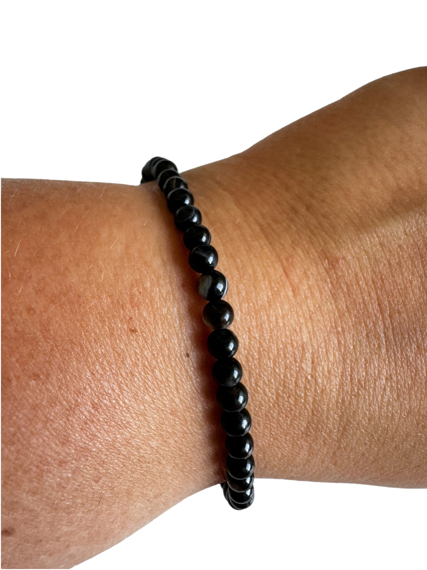 4mm Schwarzes Achat Armband