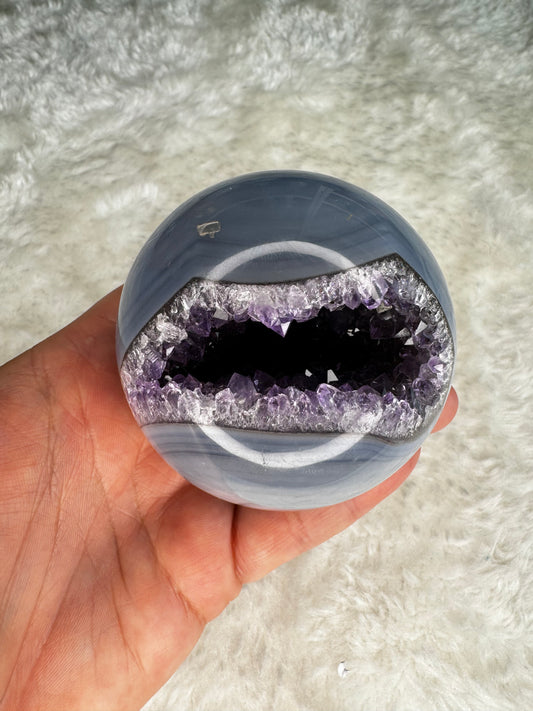 Amethyst x Achat Geoden Kugel A108