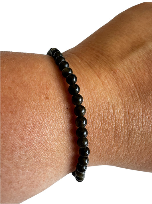 4mm Gold Obsidian Armband