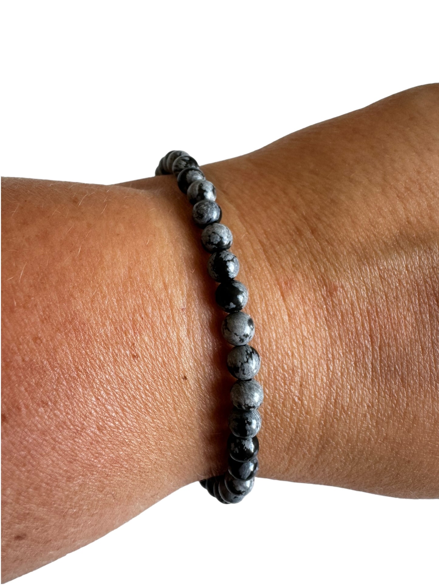 4mm Schneeflocken Obsidian Armband