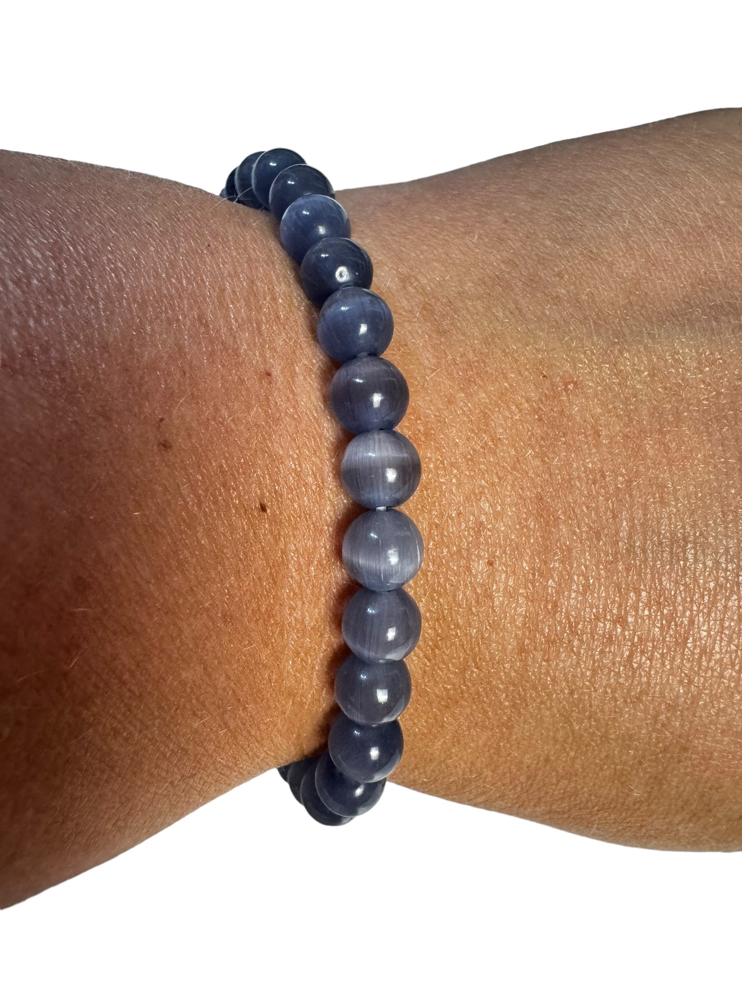 6mm blaues Katzenauge Armband (synthetisch)